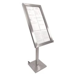 Porte-menu LED Format 6 X A4 En Inox Brossé Avec Pied Sans Roulettes -Déco Bistro Pas Cher Magasin porte menu led format 6 x a4 en inox brosse avec pied sans roulettes 2