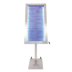Porte-menu LED Format 6 X A4 En Inox Brossé Avec Pied Sans Roulettes -Déco Bistro Pas Cher Magasin porte menu led format 6 x a4 en inox brosse avec pied sans roulettes 3