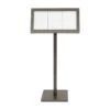 Porte-menu LED Gris Métallisé Format 3 X A4 Avec Pied Hauteur 135 Cm - Présentoir Menu Hôtel Restaurant