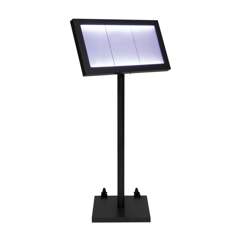 Porte-menu LED Gris Métallisé Format 3 X A4 Avec Pied Hauteur 95 Cm - Affichage Menu Hôtel Restaurant 3 Porte-menu LED Gris Métallisé Format 3 X A4 Avec Pied Hauteur 95 Cm - Affichage Menu Hôtel Restaurant – Image 3