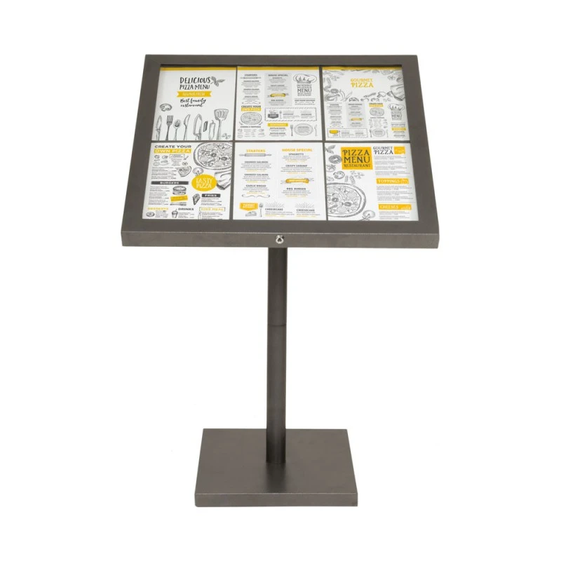 Porte-menu LED Gris Métallisé Format 6 X A4 Avec Pied Hauteur 135 Cm - Affichage Menu Hôtel Restaurant 2 Porte-menu LED Gris Métallisé Format 6 X A4 Avec Pied Hauteur 135 Cm - Affichage Menu Hôtel Restaurant – Image 2