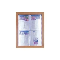 Porte-menu Mural 4 X A4 Classic LED En Bois Aspect Teck - Affichage Menu Hôtel Restaurant