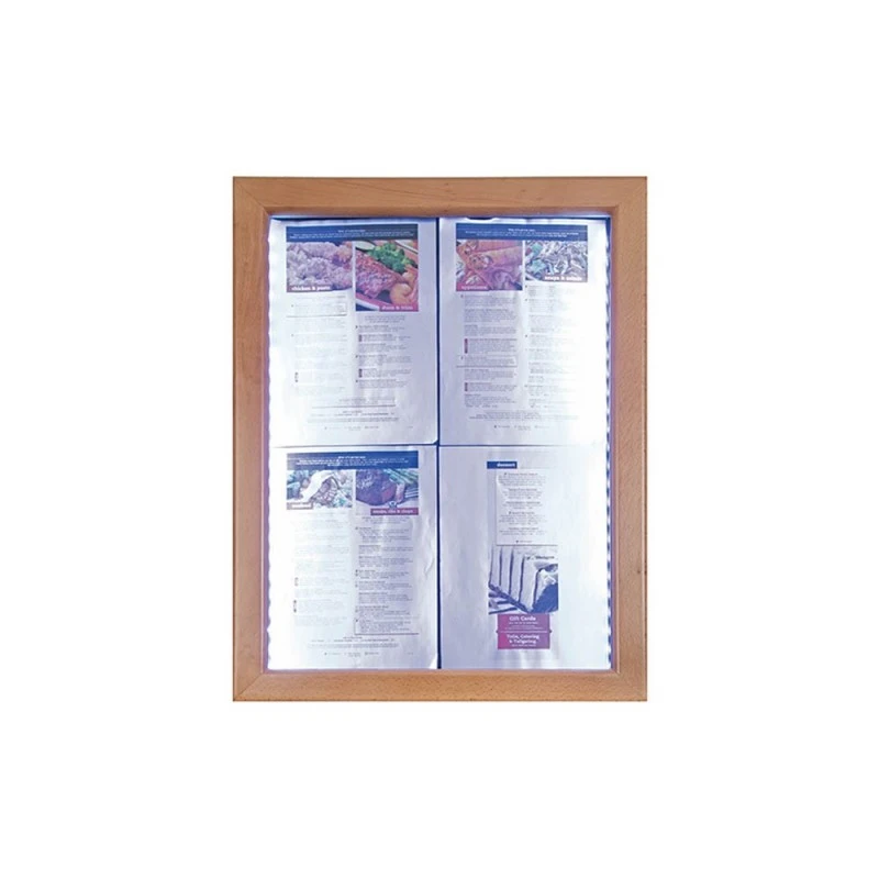 Porte-menu Mural 4 X A4 Classic LED En Bois Aspect Teck - Affichage Menu Hôtel Restaurant 1 Porte-menu Mural 4 X A4 Classic LED En Bois Aspect Teck - Affichage Menu Hôtel Restaurant