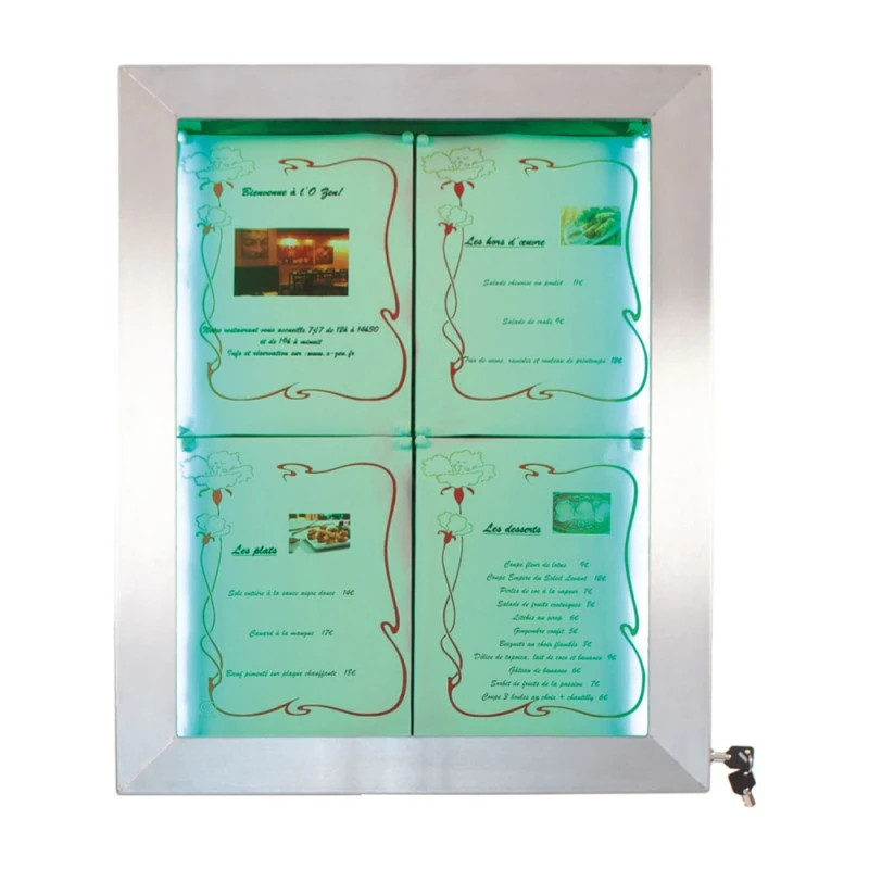 Porte-menu Mural LED Format 4 X A4 En Inox Brossé 5 Porte-menu Mural LED Format 4 X A4 En Inox Brossé – Image 5