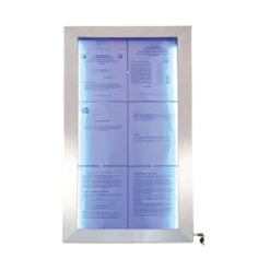 Porte-menu Mural LED Format 6 X A4 En Inox Brossé -Déco Bistro Pas Cher Magasin porte menu mural led format 6 x a4 en inox brosse 5