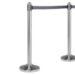 Poteau D'accueil à Corde Retractable Grise 5 Poteau D'accueil à Corde Retractable Grise -Déco Bistro Pas Cher Magasin poteau d accueil a corde retractable grise 1