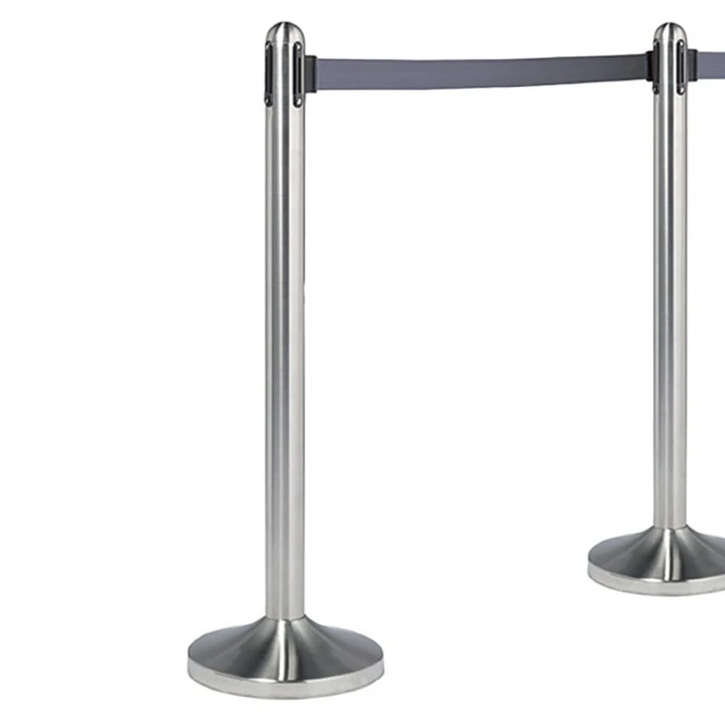 Poteau D'accueil à Corde Retractable Grise 2 Poteau D'accueil à Corde Retractable Grise – Image 2