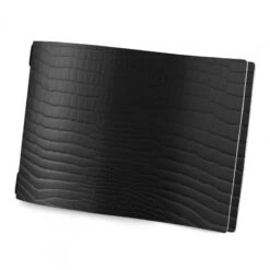 Protège Menu Format A4 Modèle HORIZONTAL Couleur Noir Aspect Peau De Crocodile - 2 Inserts Inclus