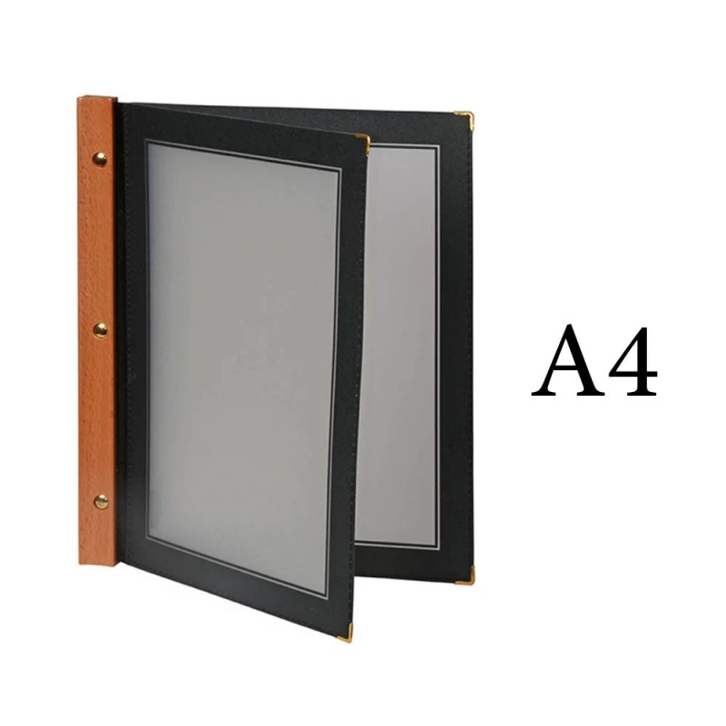 Protège-menu Noir WOOD + 2 Inserts Format A4 Pour Hôtel Restaurant - Securit 2 Protège-menu Noir WOOD + 2 Inserts Format A4 Pour Hôtel Restaurant - Securit – Image 2