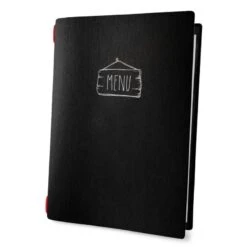 Protège Menu Souple Noir Panneau Western "Menu" Format A4 1 Insert Modèle SALOON - Dag Style